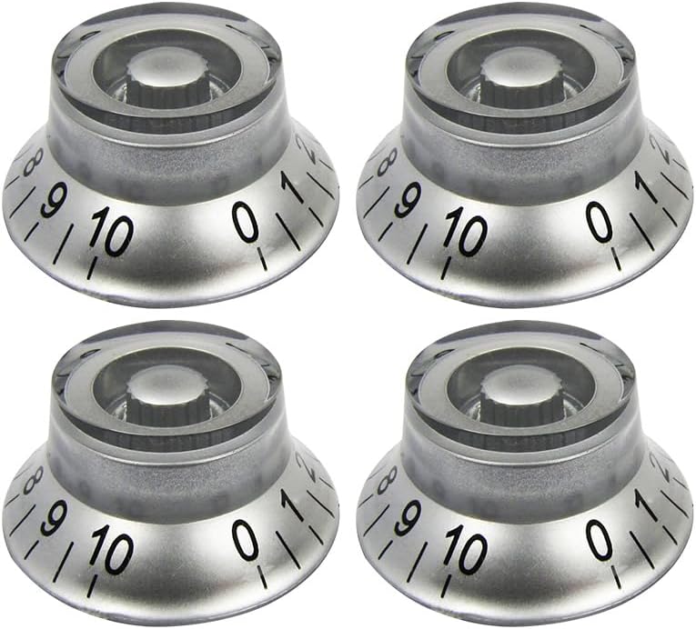 FLEOR 4pcs LP Guitar Knobs Silver Top Hat Style Speed Control Knobs Compatible with LP Style Electric Guitar - Image 1